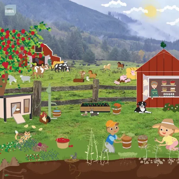 Barnehagekuben banner bondegård