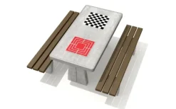 Betongbord med sjakk og ludo