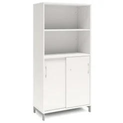 Ergo kontorskap L med skyvedør hvit