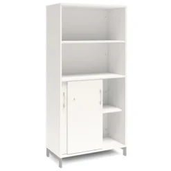 Ergo kontorskap L med skyvedør hvit