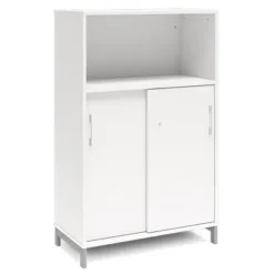 Ergo kontorskap M med skyvedør hvit