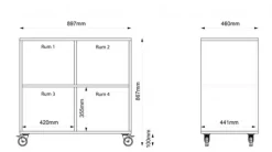 Freja skolereol 4 rom hvit