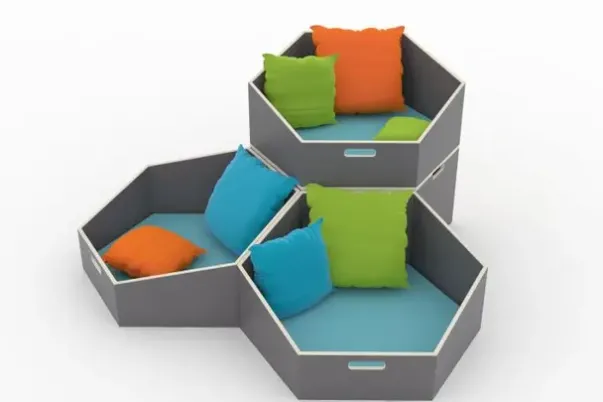 Hexa modul lekekrok m blå madrass