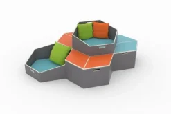 Hexa modul lekekrok m blå madrass