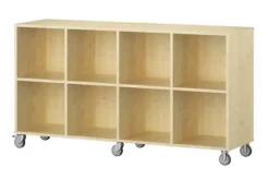 Labyrint reol 8 rom lav med hjul bjørk