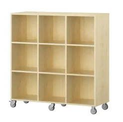 Labyrint reol 9 rom med hjul bjørk