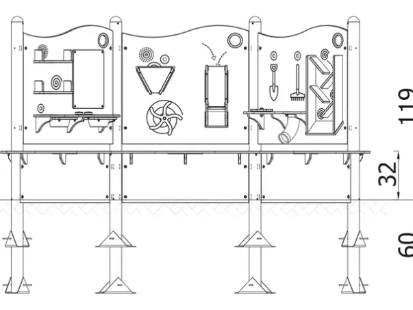 Milo sandkasse med aktivitetspaneler
