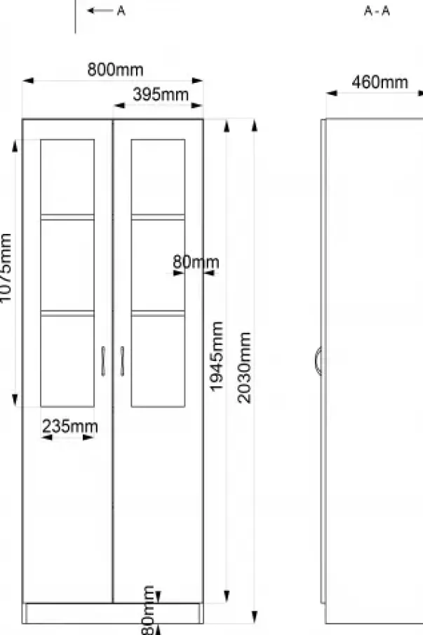 Moss høyskap med glassdører
