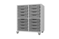 Moss skolereol 4 rom med plastbakker