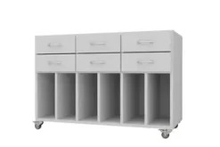 Moss skolereol med skuffer