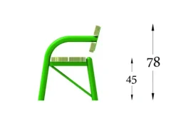 Parkbenk med rygg fastmontert