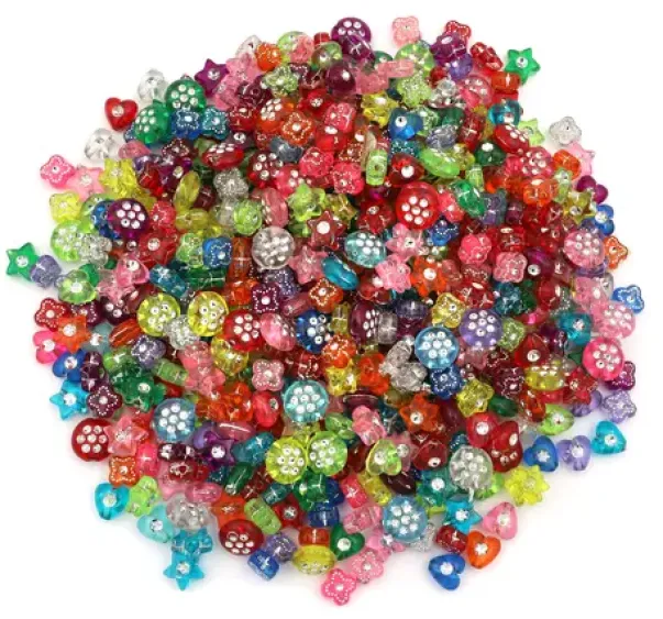 Plastperler mix med rhinstener