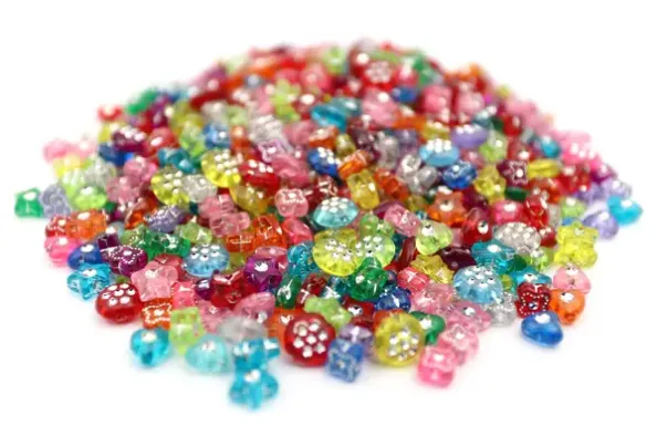 Plastperler mix med rhinstener