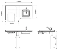 Stella stellebord med vask høyre