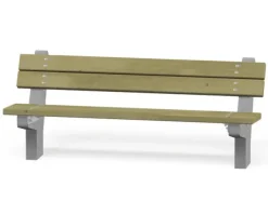 Trebenk med rygg på betongramme