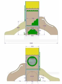 Trehuset med trapp og sklie