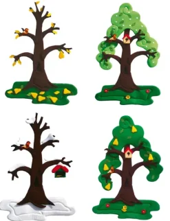 Veggdekorasjon pæretre i 4 årstider