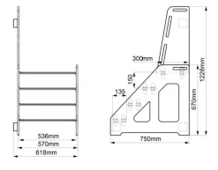 Vegghengt påkledningsbenk 3 trinn
