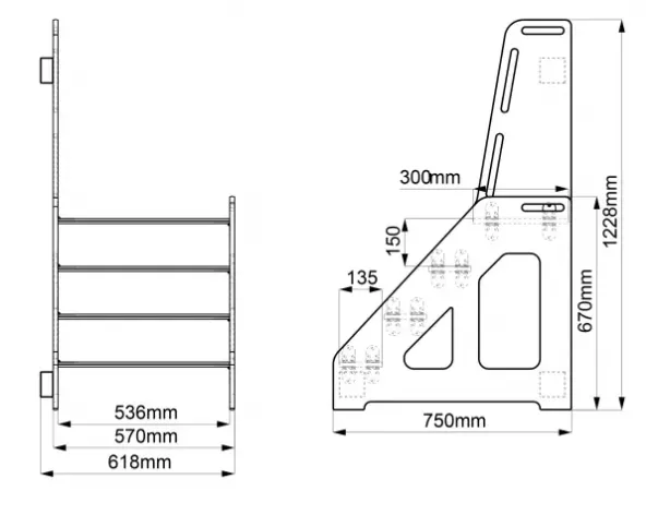 Vegghengt påkledningsbenk 3 trinn